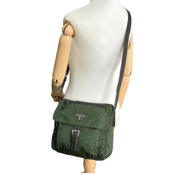 Prada Dark Green Nylon Messenger Bag - Picture 2 of 10